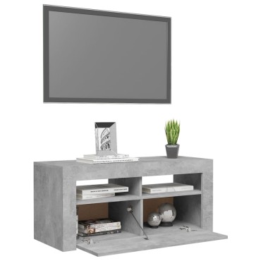 vidaXL Έπιπλο Τηλεόρασης με LED Γκρι Σκυροδέματος 90x35x40cm
