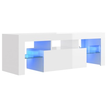 vidaXL Έπιπλο Τηλεόρασης με LED Γυαλιστερό Λευκό 120x35x40cm