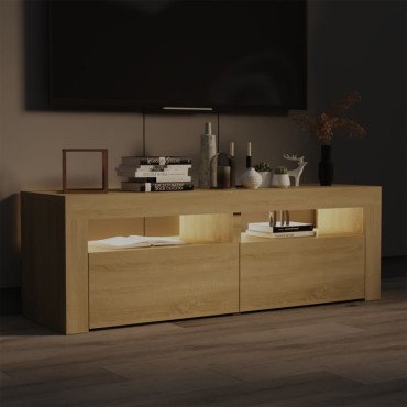vidaXL Έπιπλο Τηλεόρασης με LED Sonoma Δρυς 120x35x40 εκ.