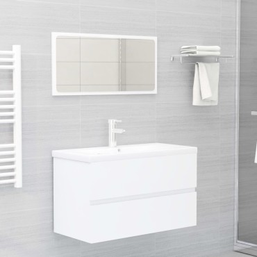vidaXL Ντουλάπι Νιπτήρα Λευκό 80x38,5x45cm από Επεξ. Ξύλο 1 τεμ.