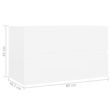 vidaXL Ντουλάπι Νιπτήρα Λευκό 80x38,5x45cm από Επεξ. Ξύλο 1 τεμ.