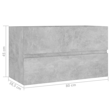 vidaXL Ντουλάπι Νιπτήρα Γκρι Σκυροδέματος 80x38,5x45cm από Επεξ. Ξύλο 1 τεμ.