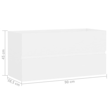 vidaXL Ντουλάπι Νιπτήρα Λευκό 90x38,5x45cm από Επεξ. Ξύλο 1 τεμ.