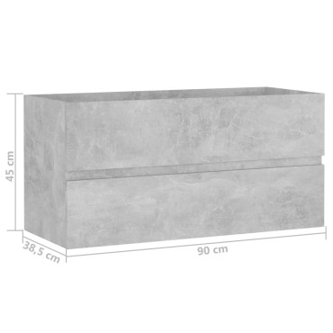 vidaXL Ντουλάπι Νιπτήρα Γκρι Σκυροδέματος 90x38,5x45cm από Επεξ. Ξύλο 1 τεμ.