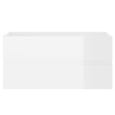 vidaXL Ντουλάπι Νιπτήρα Γυαλιστερό Λευκό 90x38,5x45cm από Επεξ. Ξύλο 1 τεμ.