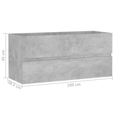 vidaXL Ντουλάπι Νιπτήρα Γκρι Σκυροδέματος 100x38,5x45cm Επεξ. Ξύλο 1 τεμ.