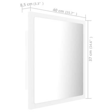 vidaXL Καθρέφτης Μπάνιου με LED Λευκός 40x8,5x37cm Ακρυλικός 1 τεμ.