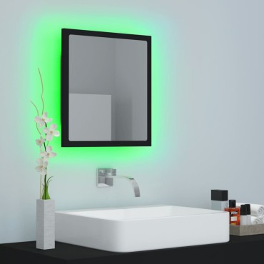 vidaXL Καθρέφτης Μπάνιου με LED Μαύρος 40x8,5x37cm Ακρυλικός 1 τεμ.
