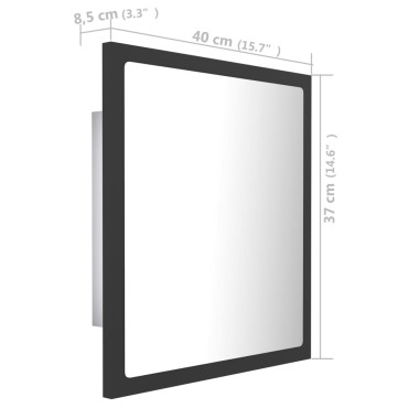 vidaXL Καθρέφτης Μπάνιου με LED Γκρι 40x8,5x37cm από Ακρυλικός 1 τεμ.