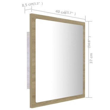 vidaXL Καθρέφτης Μπάνιου με LED Sonoma Δρυς 40x8,5x37cm Ακρυλικός 1 τεμ.