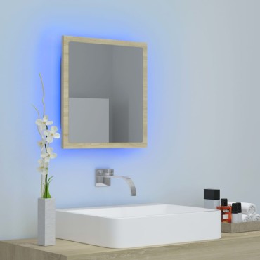 vidaXL Καθρέφτης Μπάνιου με LED Sonoma Δρυς 40x8,5x37cm Ακρυλικός 1 τεμ.