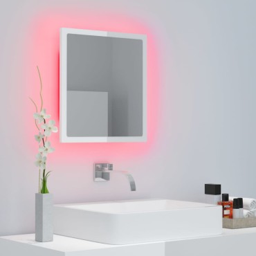 vidaXL Καθρέφτης Μπάνιου με LED Γυαλ. Λευκό 40x8,5x37cm Ακρυλικός 1 τεμ.