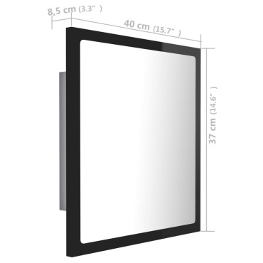 vidaXL Καθρέφτης Μπάνιου με LED Γυαλ. Μαύρο 40x8,5x37cm Ακρυλικός 1 τεμ.
