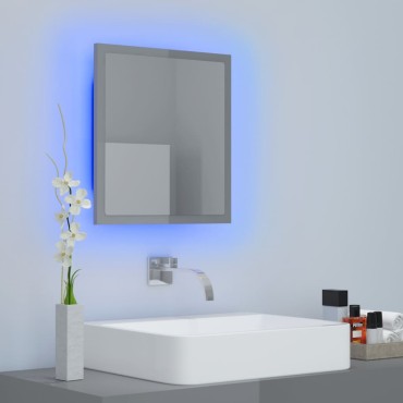 vidaXL Καθρέφτης Μπάνιου με LED Γυαλ. Γκρι 40x8,5x37cm Ακρυλικός 1 τεμ.