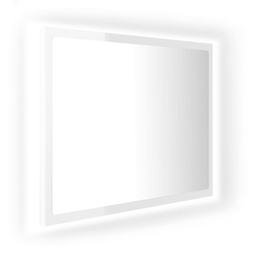 vidaXL Καθρέφτης Μπάνιου με LED Γυαλ. Λευκό 60x8,5x37cm Ακρυλικός 1 τεμ.