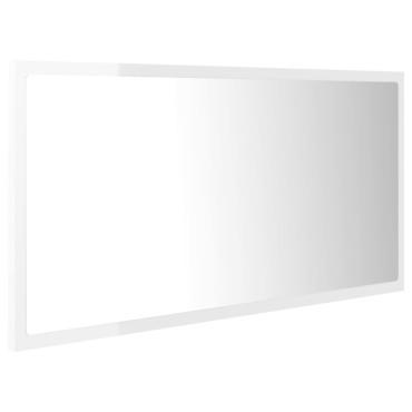 vidaXL Καθρέφτης Μπάνιου με LED Γυαλ. Λευκό 90x8,5x37cm Ακρυλικός 1 τεμ.