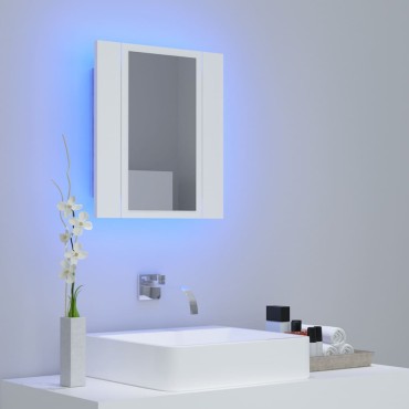 vidaXL Καθρέφτης Μπάνιου με Ντουλάπι LED Λευκός 40x12x45cm Ακρυλικός 1 τεμ.