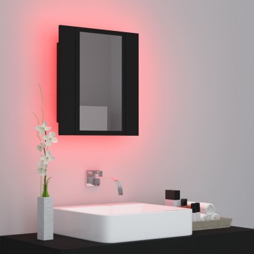 vidaXL Καθρέφτης Μπάνιου με Ντουλάπι LED Μαύρος 40x12x45cm Ακρυλικός 1 τεμ.