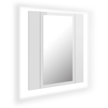 vidaXL Ντουλάπι Μπάνιου με Καθρέφτη & LED Γυαλιστερό Λευκό Ακρυλικός 40x12x45cm 1 τεμ.