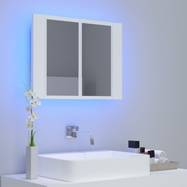 vidaXL Καθρέφτης Μπάνιου με Ντουλάπι LED Λευκός 60x12x45cm Ακρυλικός 1 τεμ.