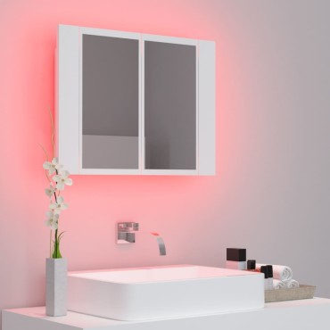 vidaXL Καθρέφτης Μπάνιου με Ντουλάπι LED Λευκός 60x12x45cm Ακρυλικός 1 τεμ.