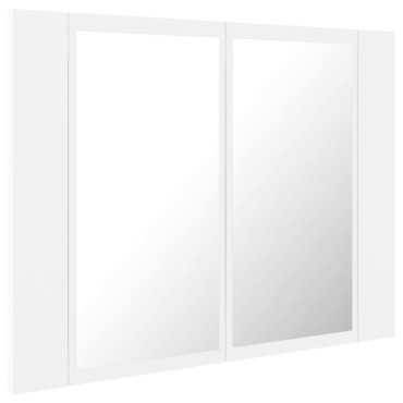 vidaXL Καθρέφτης Μπάνιου με Ντουλάπι LED Λευκός 60x12x45cm Ακρυλικός 1 τεμ.
