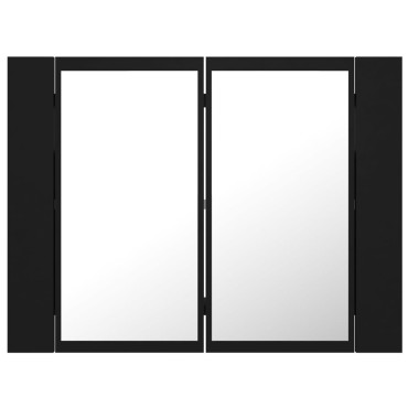 vidaXL Καθρέφτης Μπάνιου με Ντουλάπι LED Μαύρος 60x12x45cm Ακρυλικός 1 τεμ.