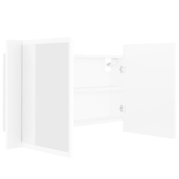 vidaXL Καθρέφτης Μπάνιου με Ντουλάπι LED Λευκός 80x12x45cm Ακρυλικός 1 τεμ.