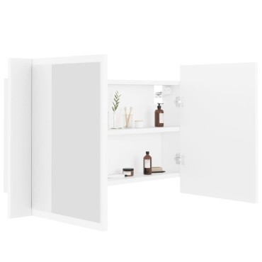 vidaXL Καθρέφτης Μπάνιου με Ντουλάπι LED Λευκός 80x12x45cm Ακρυλικός 1 τεμ.