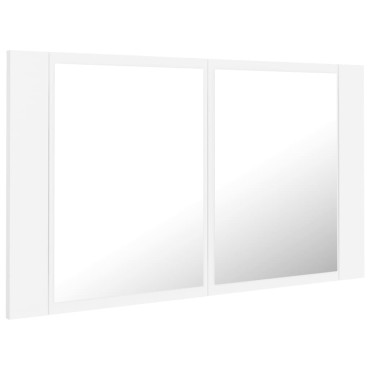 vidaXL Καθρέφτης Μπάνιου με Ντουλάπι LED Λευκός 80x12x45cm Ακρυλικός 1 τεμ.