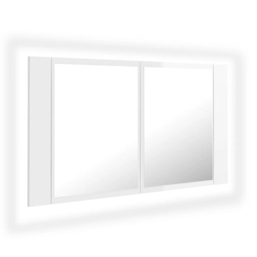 vidaXL Καθρέφτης Μπάνιου με LED Γυαλιστερό Λευκό 80x12x45cm Ακρυλικός 1 τεμ.