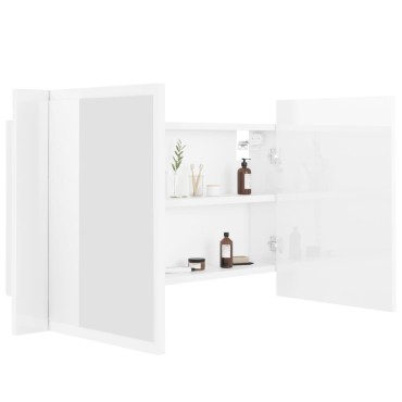 vidaXL Καθρέφτης Μπάνιου με LED Γυαλιστερό Λευκό 80x12x45cm Ακρυλικός 1 τεμ.