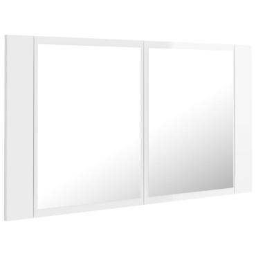 vidaXL Καθρέφτης Μπάνιου με LED Γυαλιστερό Λευκό 80x12x45cm Ακρυλικός 1 τεμ.