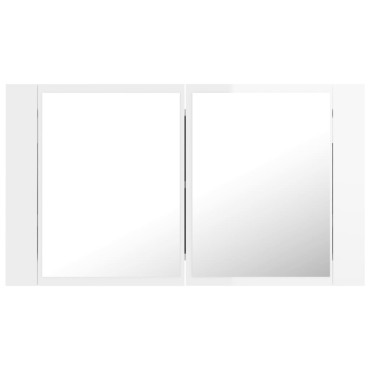 vidaXL Καθρέφτης Μπάνιου με LED Γυαλιστερό Λευκό 80x12x45cm Ακρυλικός 1 τεμ.