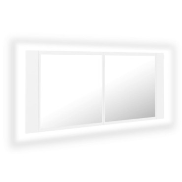 vidaXL Καθρέφτης Μπάνιου με Ντουλάπι LED Λευκός 100x12x45cm Ακρυλικός 1 τεμ.