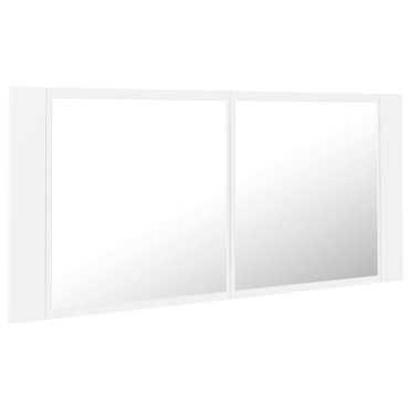 vidaXL Καθρέφτης Μπάνιου με Ντουλάπι LED Λευκός 100x12x45cm Ακρυλικός 1 τεμ.