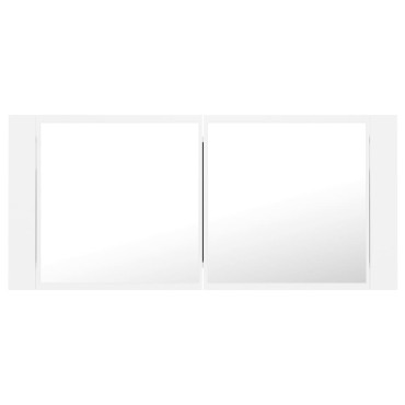vidaXL Καθρέφτης Μπάνιου με Ντουλάπι LED Λευκός 100x12x45cm Ακρυλικός 1 τεμ.