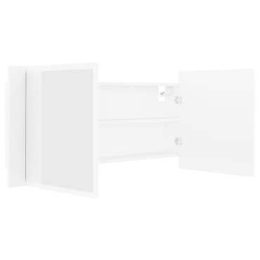 vidaXL Καθρέφτης Μπάνιου με Ντουλάπι LED Λευκός 100x12x45cm Ακρυλικός 1 τεμ.