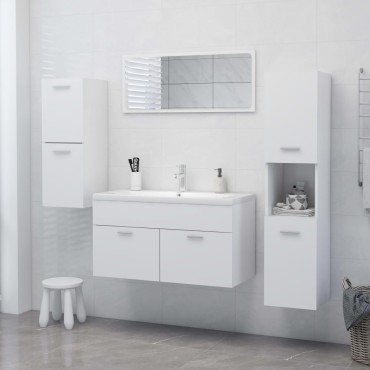 vidaXL Ντουλάπι Μπάνιου Λευκό 30x30x80cm από Επεξ. Ξύλο
