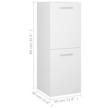 vidaXL Ντουλάπι Μπάνιου Λευκό 30x30x80cm από Επεξ. Ξύλο
