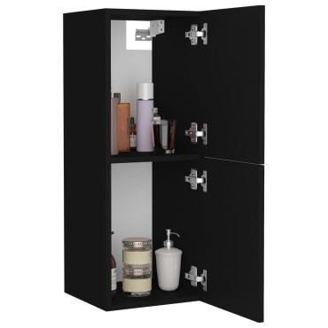 vidaXL Ντουλάπι Μπάνιου Μαύρο 30x30x80cm από Επεξ. Ξύλο