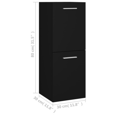 vidaXL Ντουλάπι Μπάνιου Μαύρο 30x30x80cm από Επεξ. Ξύλο