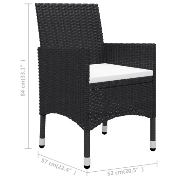 vidaXL Σετ Τραπεζαρίας Κήπου 3 τεμ. Μαύρο 52x57x84cm