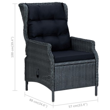 vidaXL Σετ Τραπεζαρίας Κήπου 3 τεμ. Σκούρο Γκρι 57x88x100cm