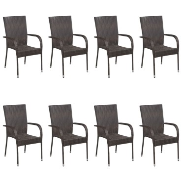 vidaXL Σετ Τραπεζαρίας Κήπου 9 τεμ. Καφέ 200x90x74cm