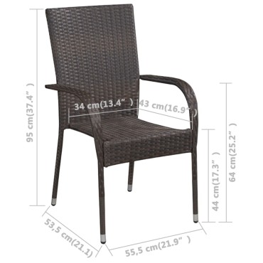 vidaXL Σετ Τραπεζαρίας Κήπου 9 τεμ. Καφέ 200x90x74cm