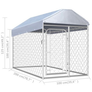 vidaXL Κλουβί Σκύλου Εξωτερικού Χώρου 200 x 100 x 125 εκ. με Στέγαστρο