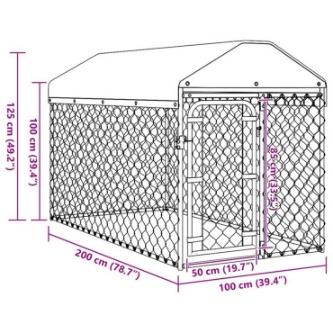 vidaXL Κλουβί Σκύλου Εξωτερικού Χώρου 200 x 100 x 125 εκ. με Στέγαστρο