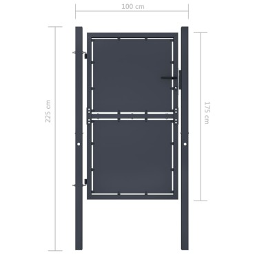 vidaXL Πόρτα Περίφραξης Κήπου Ανθρακί 100 x 175 εκ. Ατσάλινη