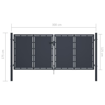 vidaXL Πόρτα Περίφραξης Κήπου Ανθρακί 300 x 125 εκ. Ατσάλινη